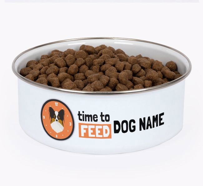 Time To Feed: Personalised {breedFullName} Enamel Dog Bowl